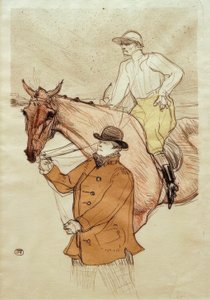 Der Jockey auf dem Weg zum Pfosten
