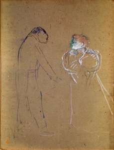 Lucien Germain Guitry (1860-1925) und Jeanne Granier. Zeichnung von Henri de Toulouse-Lautrec von Henri de Toulouse Lautrec