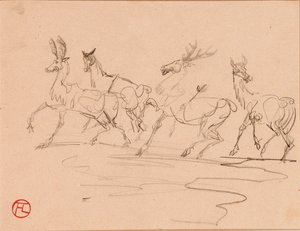 Hirsche und Hirschkühe von Henri de Toulouse Lautrec