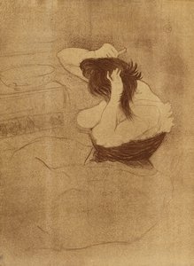 Frau, die sich die Haare kämmt - La Coiffure, Platte VII aus Elles, 1896