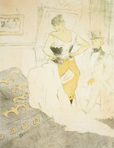 Frau, die ein Korsett befestigt, Vorübergehende Eroberung, Platte neun aus Elles von Henri de Toulouse Lautrec