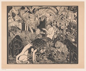 Orpheus spielt auf seiner Harfe für die Tiere von Henri van der Stok (signed by artist)