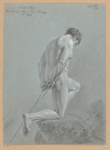 Kniender männlicher Akt, von der Seite gesehen (1. Preis 1809) von Henricus Franciscus Wiertz