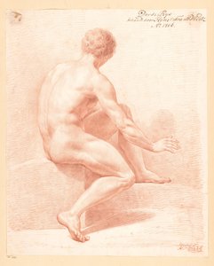 Sitzender männlicher Akt, von hinten gesehen (3. Preis 1806) von Henricus Franciscus Wiertz