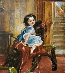Flora Emma Sarah Ward auf einem Schaukelpferd