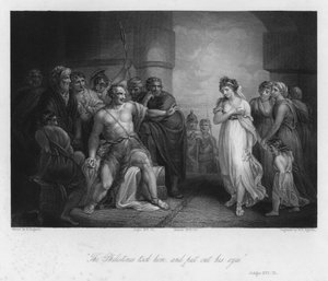 Samson und Delila, Richter XVI, 21 (Gravur)