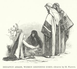 Beduinen-Araber, Frauen mahlen Korn von Henry (after) Warren