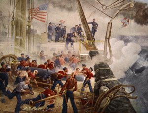 Farragut auf der Hartford in der Mobile Bay, 5. August 1864 von Henry Alexander Ogden