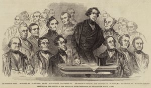Skizze von der Versammlung der Health of Towns Association, in den Hanover Square Rooms von Henry Anelay