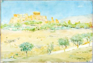 Gesamtansicht der Akropolis bei Sonnenuntergang von Henry Bacon
