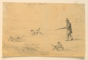 Studie eines Gentlemans mit drei Hunden, auf der Jagd