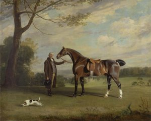 Der Stallmeister des Earl of Shrewsbury hält einen Jäger, ca. 1800 von Henry Bernard Chalon