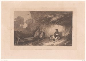 Felswand mit ruhendem Mann von Henry Berthoud