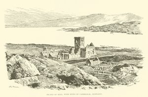 Insel Iona mit Ruinen der Kathedrale, Schottland (Gravur) von Henry Charles Brewer