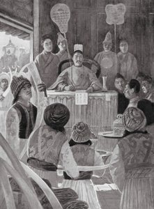 Siamesische Gesandte zollen dem Kaiser von China Tribut