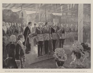 Der Herzog von Connaught legt den Grundstein der neuen Schulen der Royal Masonic Institution for Boys in Bushey am 12. Mai von Henry Charles Seppings Wright