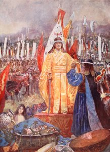 Der Großmarschall wird auf dem Schlachtfeld zum Kaiser ausgerufen, Illustration aus 