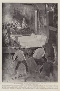 Die Königin in Sheffield, Ihre Majestät beobachtet das Walzen einer Panzerplatte von Henry Charles Seppings Wright