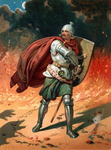 Christian, der Pilger des Titels, im Kampf mit Apollyon, dem Zerstörer, dem Engel des Abgrunds