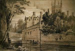 Magdalen College - Ein Blick auf den Cherwell in Richtung der Brücke von Henry Edridge
