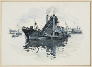 Ein Bagger in den Salford Docks