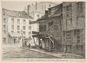 Das alte Strandhaus, Ecke Cedar und Greenwich Streets aus Szenen des alten New York