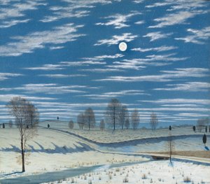 Winterszene im Mondlicht, 1869 von Henry Farrer