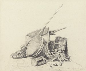 Stillleben mit Schubkarre und Körben, 27. April 1840 von Henry Harris Lines