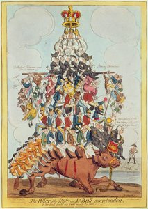 Die Säule des Staates oder John Bull überlastet, nach Cruikshank, 1819, 1827