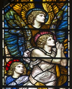 Buckland, St. Maria, Die Barcote-Kapelle, Lobende Engel, 1889 von Henry Holiday
