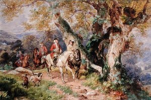 Figuren des 18. Jahrhunderts in einer Landschaft von Henry James G. Holding