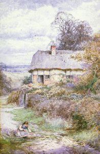 Junges Mädchen, das an einem Bach kniet von Henry John Sylvester Stannard