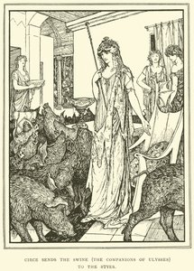 Circe schickt die Gefährten des Odysseus zu den Ställen