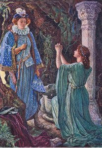 Elizabeth und Amy treffen sich in der Grotte, Illustration aus Kenilworth, ca. 1910 von Henry Justice Ford