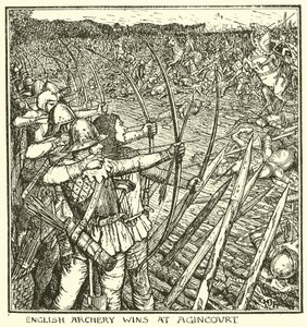 Englische Bogenschützen gewinnen bei Agincourt von Henry Justice Ford