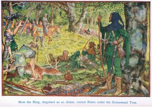 Wie der König, verkleidet als Abt, Robin unter dem Grünholzbaum besuchte