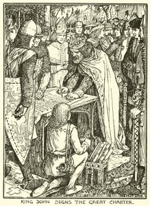Magna Carta. König Johann unterzeichnet die Große Charta von Henry Justice Ford