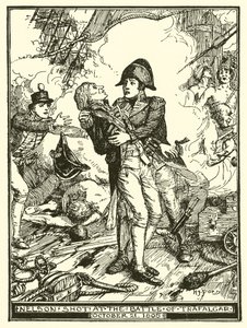 Nelson wird in der Schlacht von Trafalgar erschossen, 21. Oktober 1805 von Henry Justice Ford