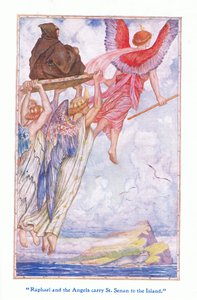 Raphael und die Engel tragen St. Sennan zur Insel, 1912 von Henry Justice Ford