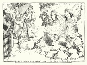 Die Tscherkessen tanzen in den Garten des Bassa (Gravur) von Henry Justice Ford