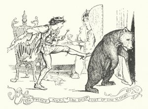 Der Prinz tritt den Bären aus dem Raum (Gravur) von Henry Justice Ford