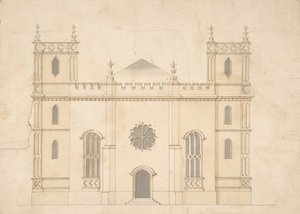 Fassade einer neugotischen Kirche, 1745-76 von Henry Keene.