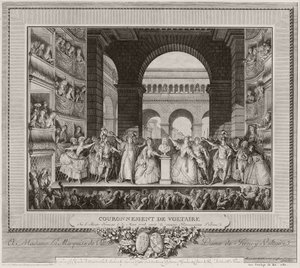 Krönung von Voltaire im Théâtre Français, am 30. März 1778, nach der sechsten Aufführung von Irene