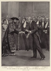 Der Premierminister im Mansion House, der Lord Mayor empfängt Mr. Balfour