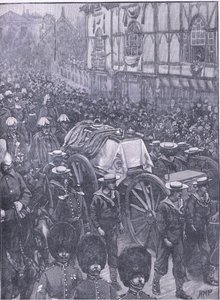Die Beerdigung der Königin, die letzte Etappe, Illustration aus Cassells Geschichte Englands, 1900er Jahre