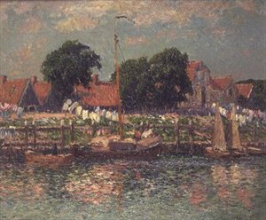 Am Ufer eines Flusses in Holland von Henry Moret