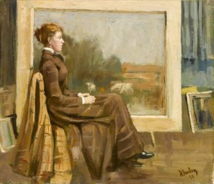 Porträt einer Dame, sitzend ist die zukünftige Frau des Künstlers, 1893