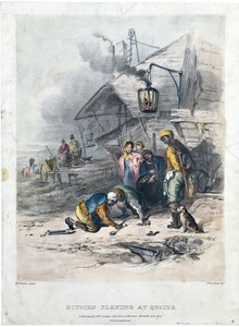 Bergleute spielen Quoits, ca. 1837 (handkolorierte Lithographie auf Papier)