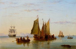 Fischerboote und andere Schiffe auf der Schelde bei Rotterdam, 1852 von Henry Redmore