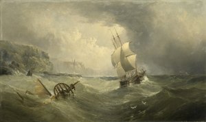 Schiffe vor der Küste in stürmischer See, 1874